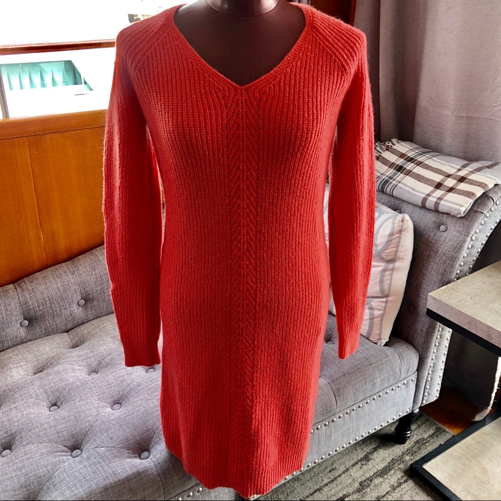 Ann Taylor Cable Knit Long Sleeve Midi Dress Small